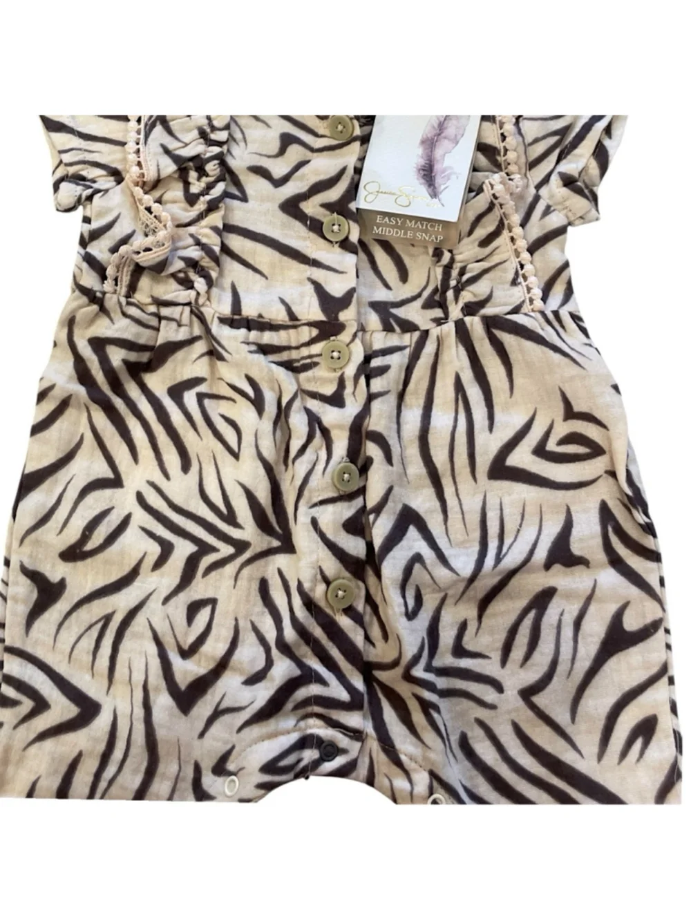 Jessica Simpson Girls Size 12 Month Zebra Print One Piece Romper Coverall NWT